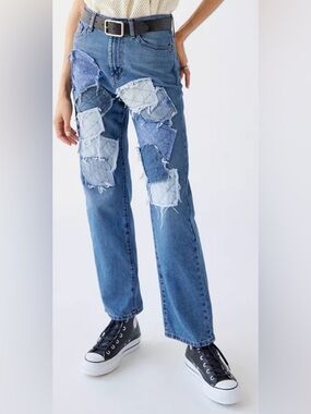 BDG X Urban Renewal Remade Patchwork Straight Jean high waist hipster retro 29